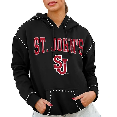 Women's Gameday Couture Black St. John's Red Storm Studded Pullover Hoodie