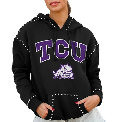 Women's Gameday Couture Black TCU Horned Frogs Studded Pullover Hoodie