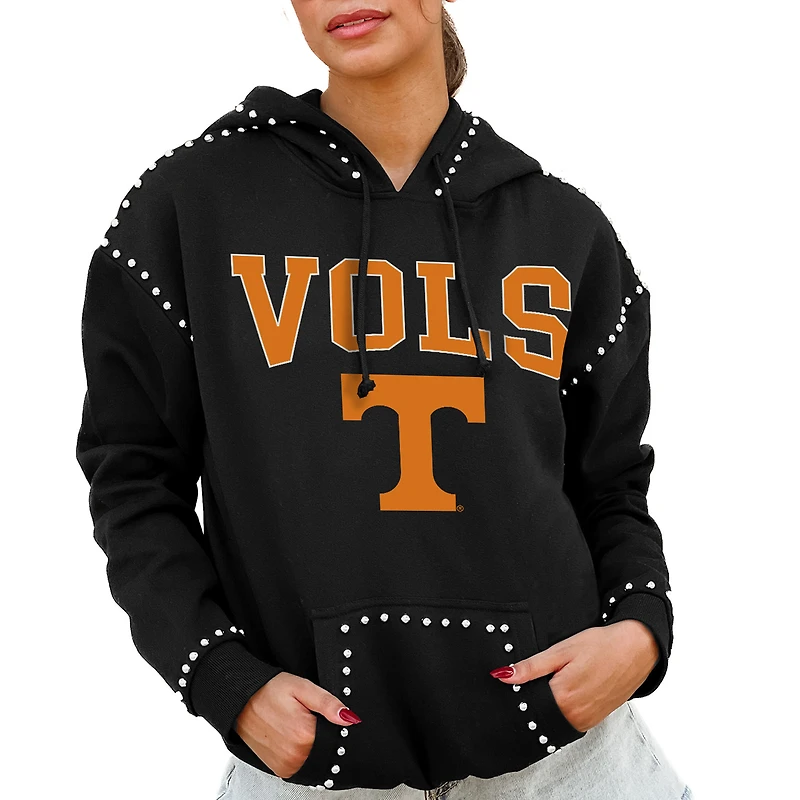 Women's Gameday Couture  Black Tennessee Volunteers Studded Pullover Hoodie