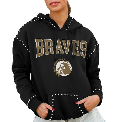 Women's Gameday Couture  Black University of North Carolina at Pembroke Braves Studded Pullover Hoodie