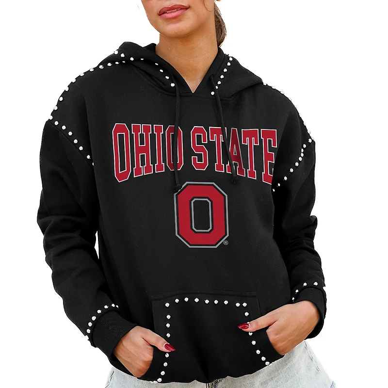 Women's Gameday Couture Black Ohio State Buckeyes Studded Pullover Hoodie