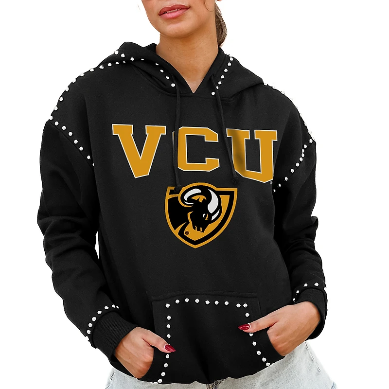 Women's Gameday Couture  Black VCU Rams Studded Pullover Hoodie