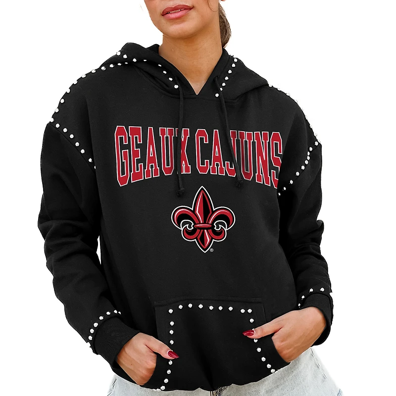 Women's Gameday Couture Black Louisiana Ragin' Cajuns Studded Pullover Hoodie