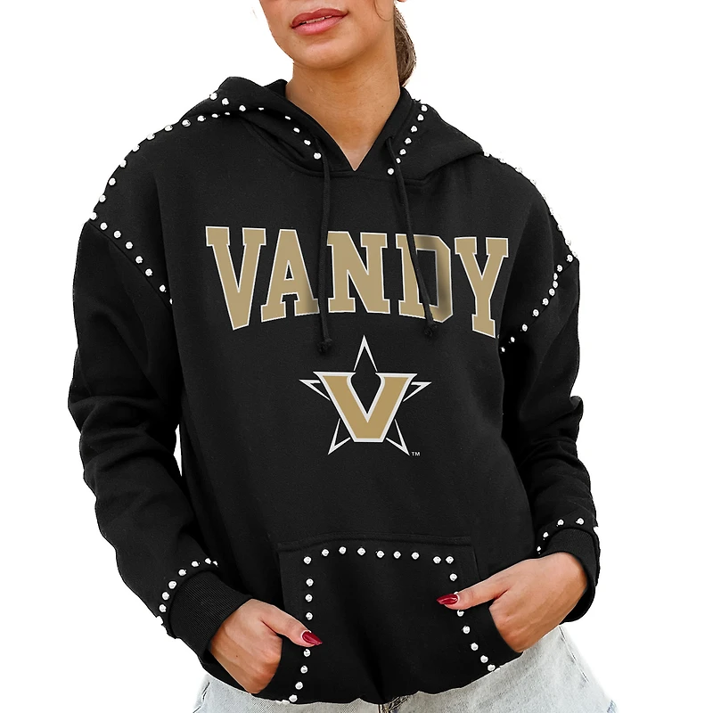 Women's Gameday Couture Black Vanderbilt Commodores Studded Pullover Hoodie