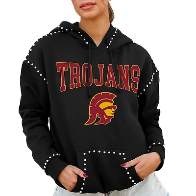Women's Gameday Couture Black USC Trojans Studded Pullover Hoodie