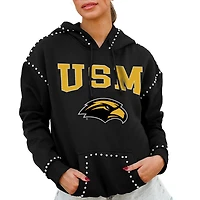 Women's Gameday Couture  Black Southern Miss Golden Eagles Studded Pullover Hoodie