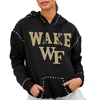 Women's Gameday Couture  Black Wake Forest Demon Deacons Studded Pullover Hoodie