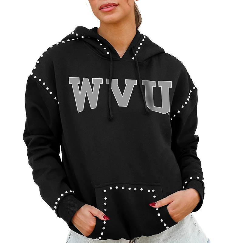 Women's Gameday Couture Black West Virginia Mountaineers Studded Pullover Hoodie