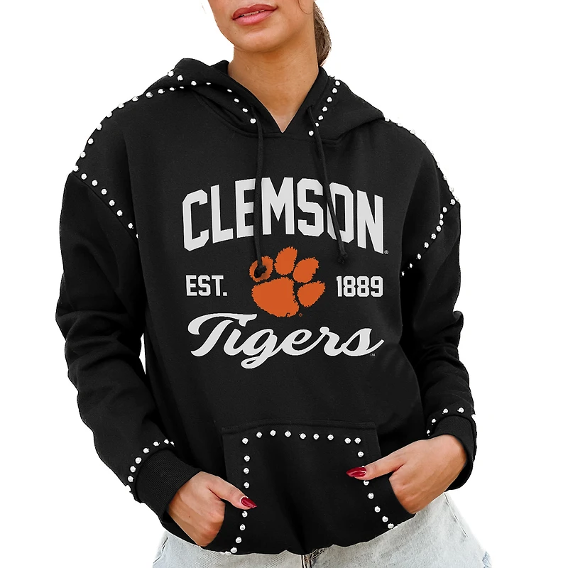 Women's Gameday Couture Black Clemson Tigers Studded Pullover Hoodie