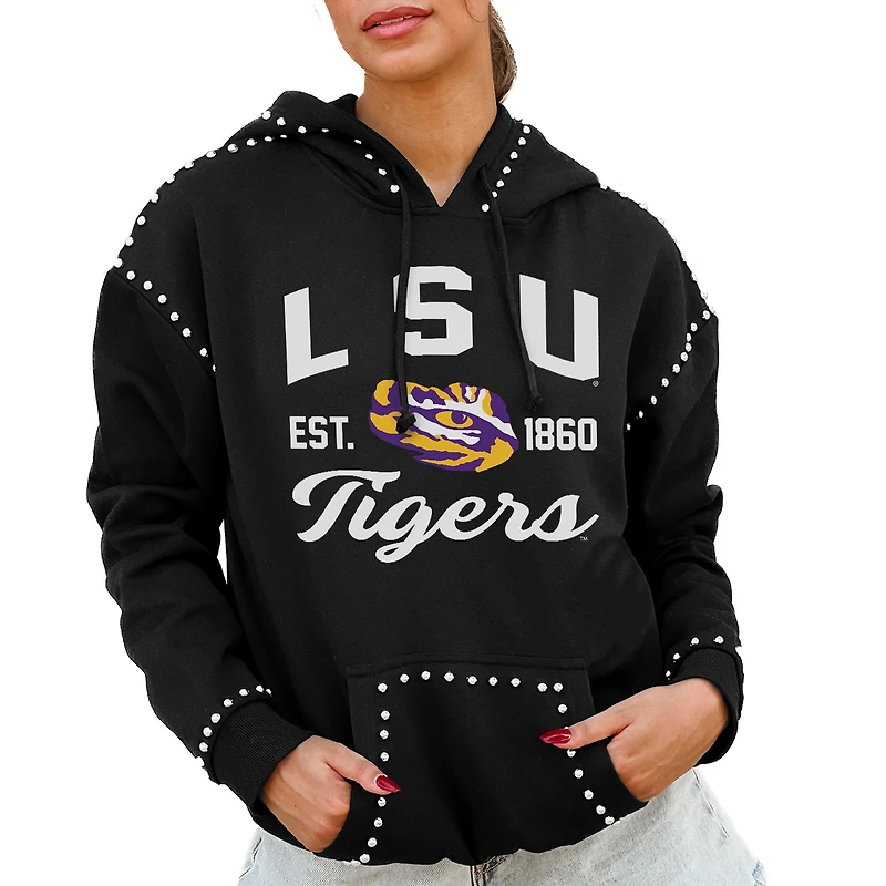 Women's Gameday Couture Black LSU Tigers Studded Pullover Hoodie