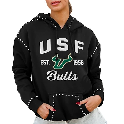 Women's Gameday Couture  Black South Florida Bulls Studded Pullover Hoodie