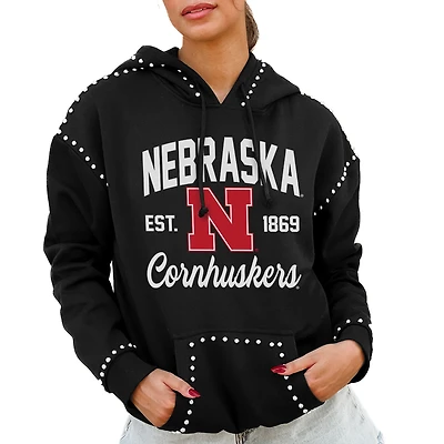 Women's Gameday Couture Black Nebraska Huskers Studded Pullover Hoodie
