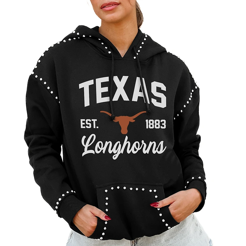 Women's Gameday Couture Black Texas Longhorns Studded Pullover Hoodie