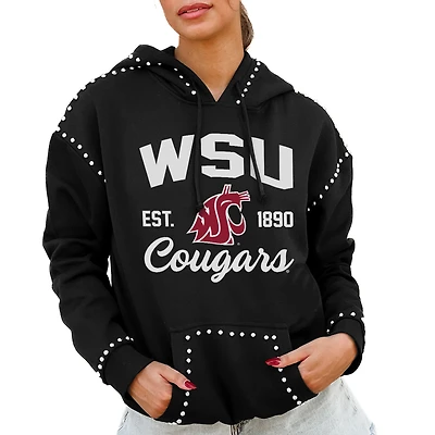 Women's Gameday Couture Black Washington State Cougars Studded Pullover Hoodie