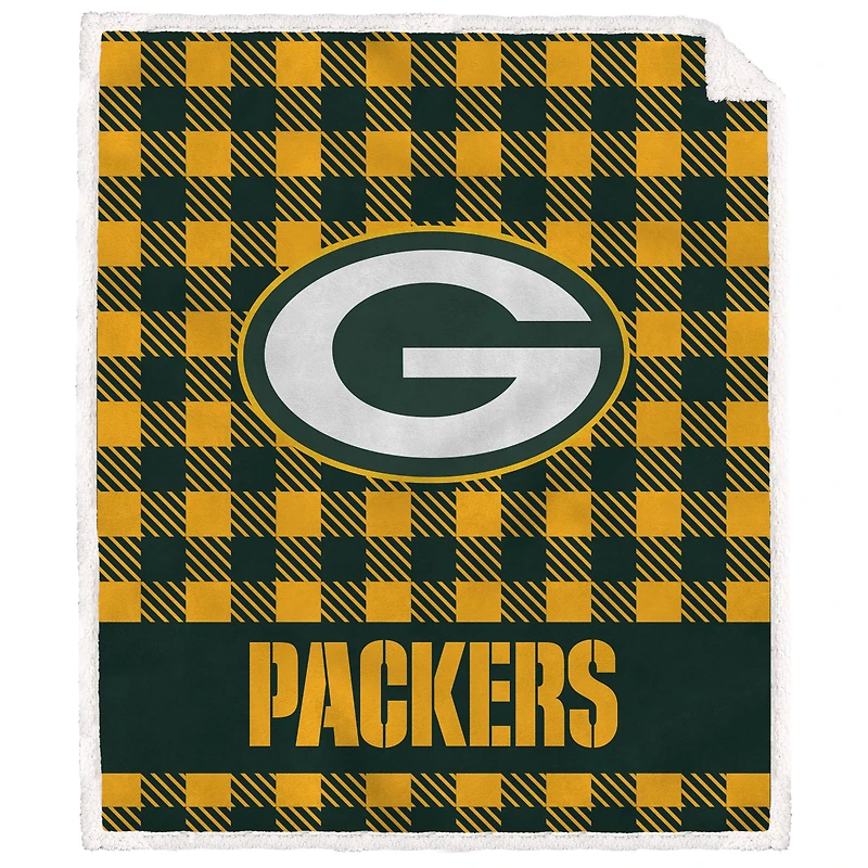 Green Bay Packers 50" x 60" Buffalo Check Royal Plush Sherpa Blanket