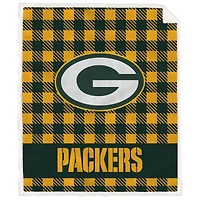 Green Bay Packers 50" x 60" Buffalo Check Royal Plush Sherpa Blanket