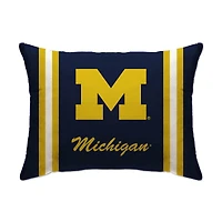 Michigan Wolverines 20" x 26" Standard Stripe Logo Micro Plush Bed Pillow Cover