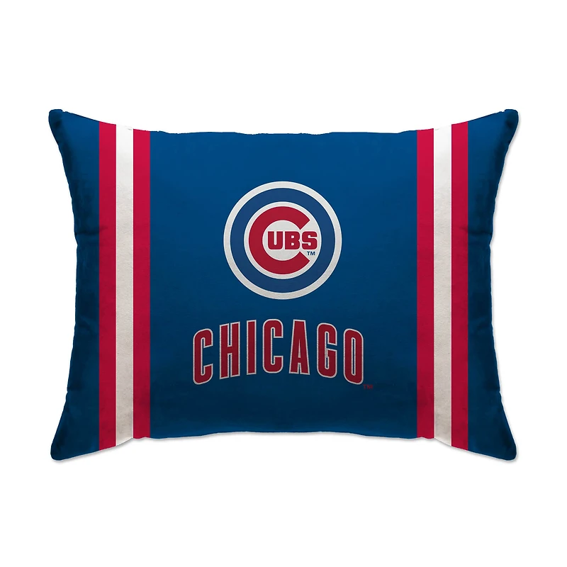 Chicago Cubs 20" x 26" Standard Stripe Logo Micro Plush Bed Pillow Cover