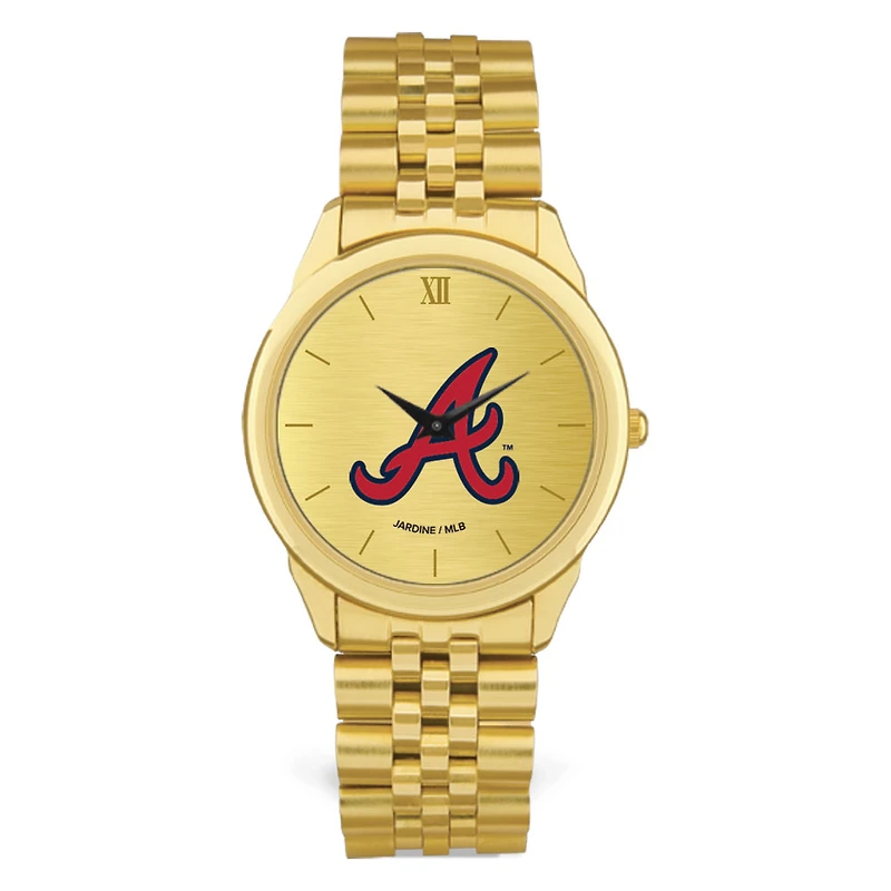 Men's Gold Atlanta Braves Rolled Link Bracelet Wristwatch
