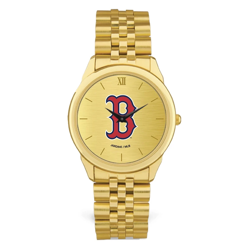 Men's Gold Boston Red Sox Rolled Link Bracelet Wristwatch