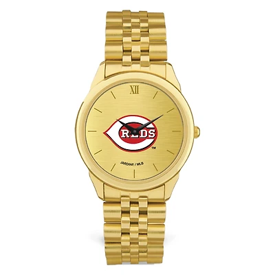 Men's  Gold Cincinnati Reds Rolled Link Bracelet Wristwatch