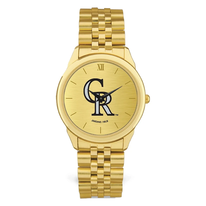 Men's  Gold Colorado Rockies Rolled Link Bracelet Wristwatch