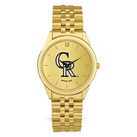 Men's  Gold Colorado Rockies Rolled Link Bracelet Wristwatch