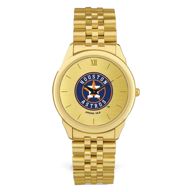 Men's  Gold Houston Astros Rolled Link Bracelet Wristwatch