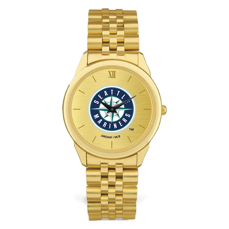 Men's  Gold Seattle Mariners Rolled Link Bracelet Wristwatch