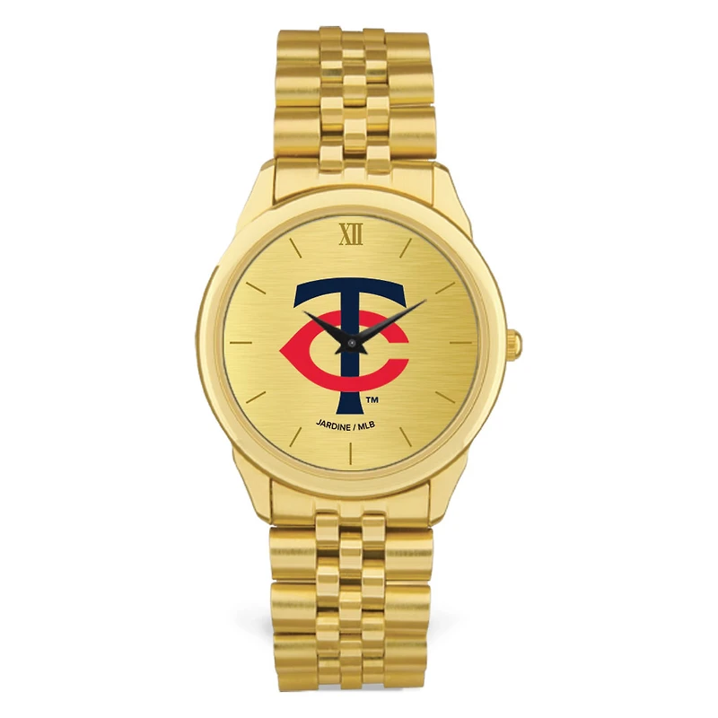 Men's Gold Minnesota Twins Rolled Link Bracelet Wristwatch