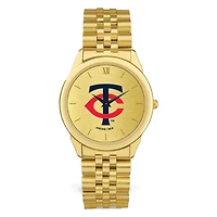 Men's  Gold Minnesota Twins Rolled Link Bracelet Wristwatch