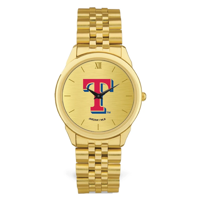 Men's Gold Texas Rangers Rolled Link Bracelet Wristwatch