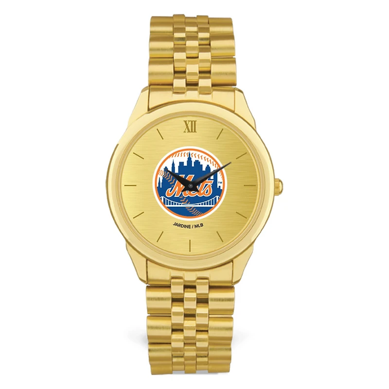 Men's  Gold New York Mets Rolled Link Bracelet Wristwatch