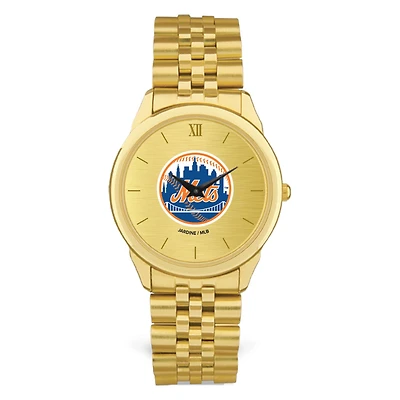 Men's  Gold New York Mets Rolled Link Bracelet Wristwatch