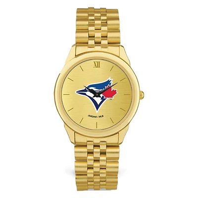 Men's  Gold Toronto Blue Jays Rolled Link Bracelet Wristwatch