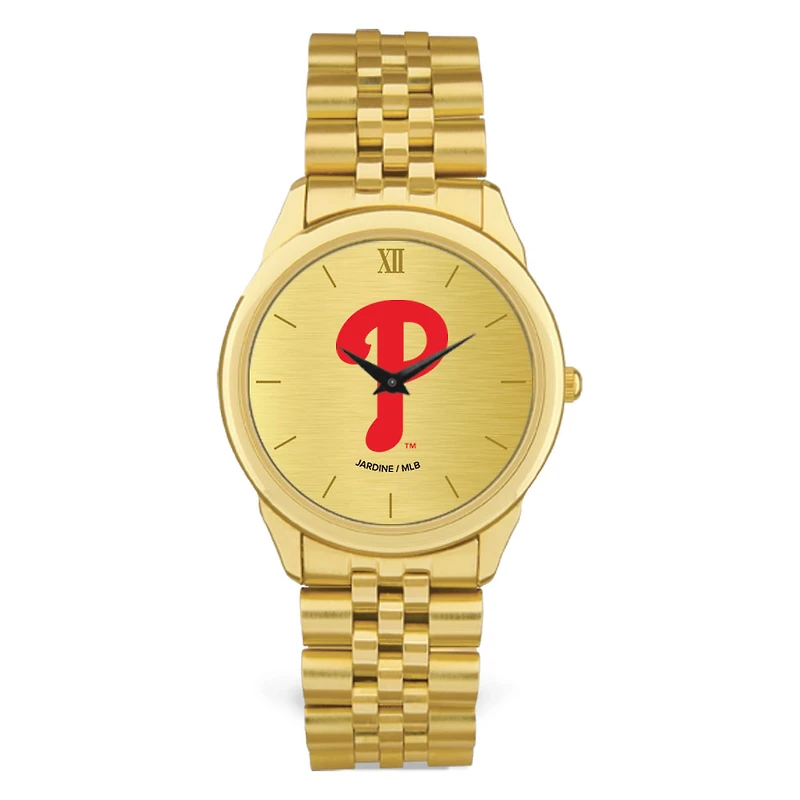 Men's Gold Philadelphia Phillies Rolled Link Bracelet Wristwatch