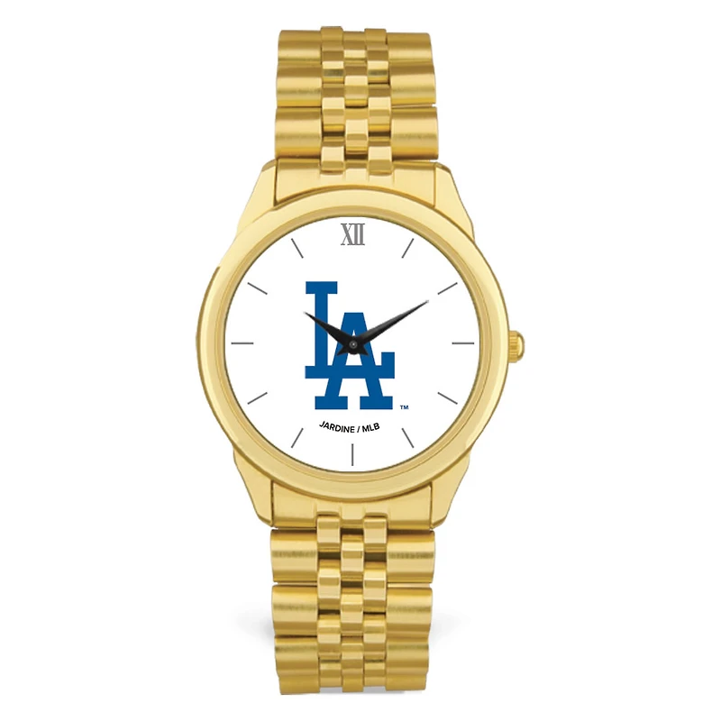 Men's Gold Los Angeles Dodgers White Dial Rolled Link Bracelet Wristwatch