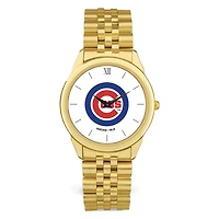 Men's  Gold Chicago Cubs White Dial Rolled Link Bracelet Wristwatch