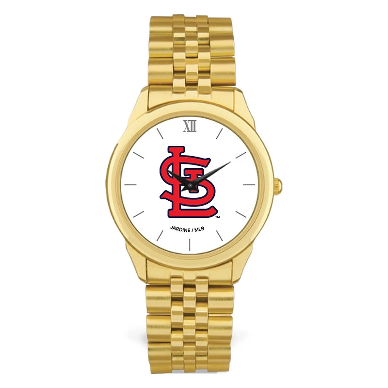 Men's  Gold St. Louis Cardinals White Dial Rolled Link Bracelet Wristwatch