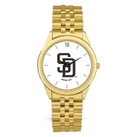Men's  Gold San Diego Padres White Dial Rolled Link Bracelet Wristwatch