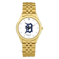 Men's  Gold Detroit Tigers White Dial Rolled Link Bracelet Wristwatch