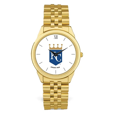 Men's  Gold Kansas City Royals White Dial Rolled Link Bracelet Wristwatch