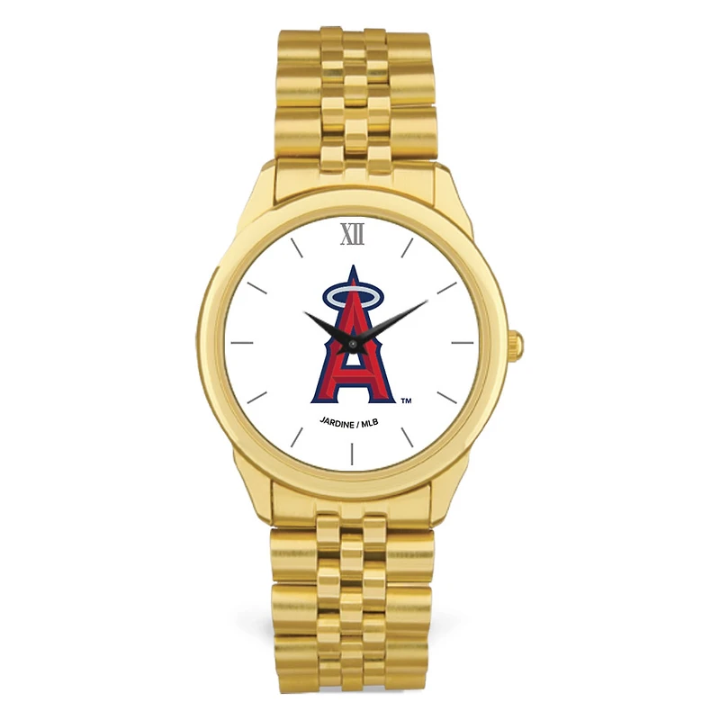 Men's Gold Los Angeles Angels White Dial Rolled Link Bracelet Wristwatch