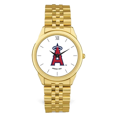 Men's  Gold Los Angeles Angels White Dial Rolled Link Bracelet Wristwatch