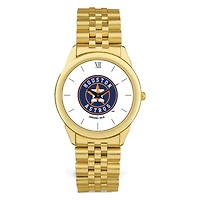Men's  Gold Houston Astros White Dial Rolled Link Bracelet Wristwatch