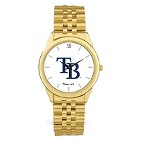 Men's  Gold Tampa Bay Rays White Dial Rolled Link Bracelet Wristwatch