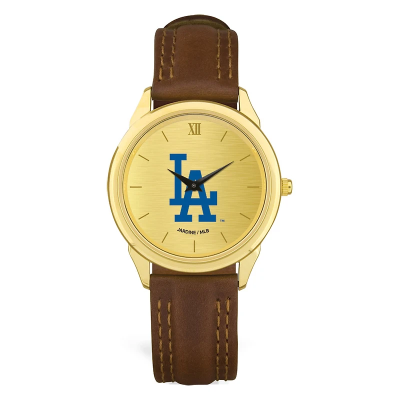 Men's Brown Los Angeles Dodgers Leather Wristwatch
