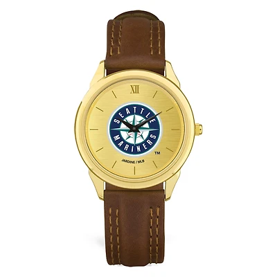 Men's Brown Seattle Mariners Leather Wristwatch