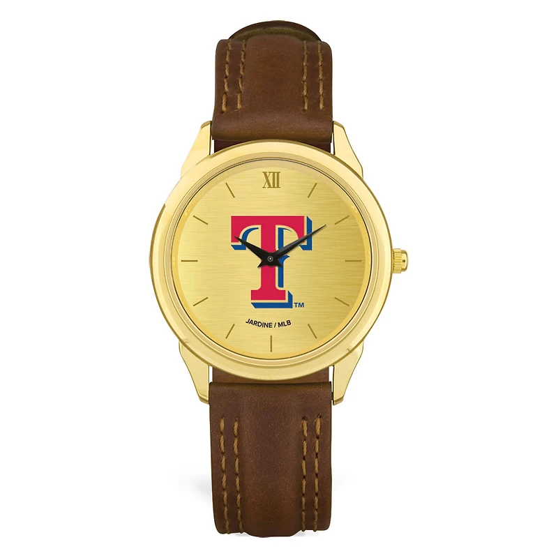 Men's Brown Texas Rangers Leather Wristwatch