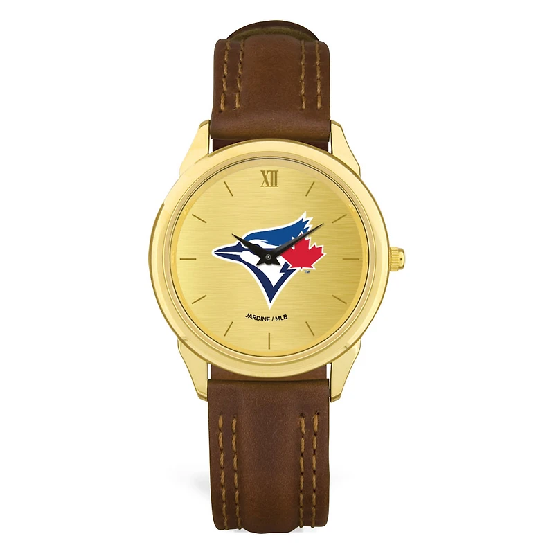 Men's  Brown Toronto Blue Jays Leather Wristwatch